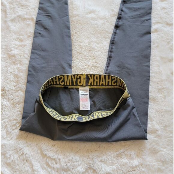 Gymshark Fit Seamless Charcoal Grey w Yellow Waistband Leggings S Small - Picture 8 of 12